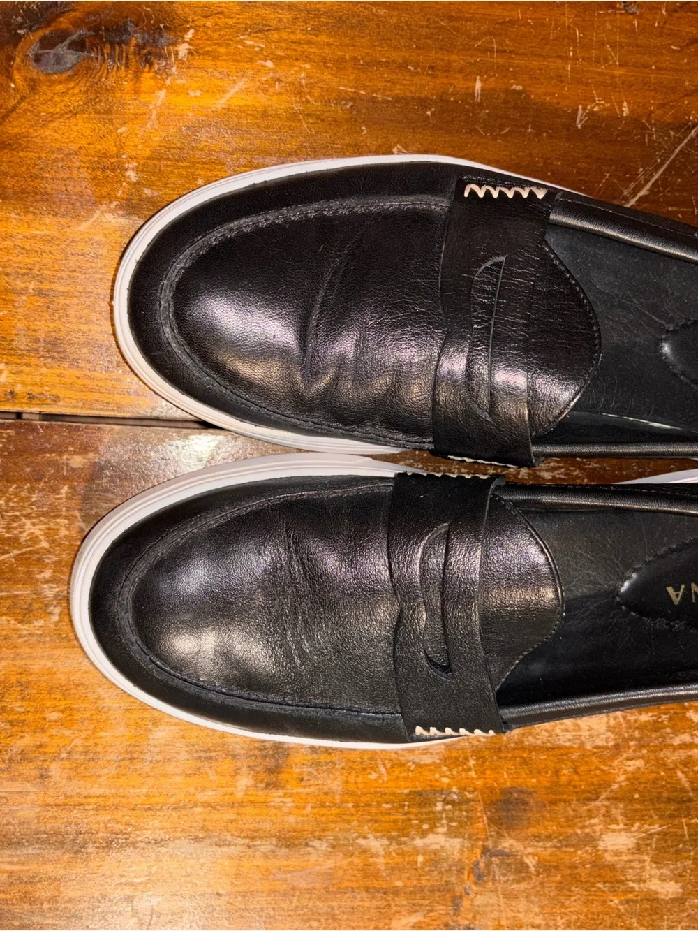 Women’s Patina Black Leather Slip-On Penny Loafers - Picture 2 of 3
